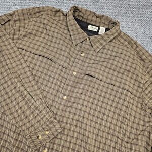 LL Bean Mens Plaid Vented Fishing Long Sleeve Button Up Shirt Big Tall XXL Reg